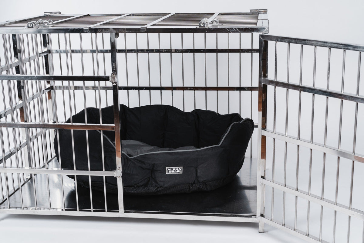 Illustration of Portable Dog Crate With Sturdy Frame For Heavy Use