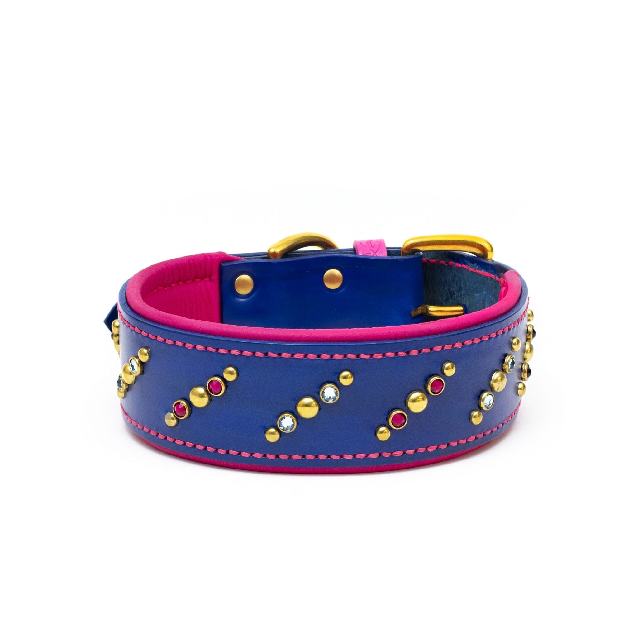 Leather Dog Collar (Adams Leather) - Purple & Pink - ALPHADOGDISTRIBUTION