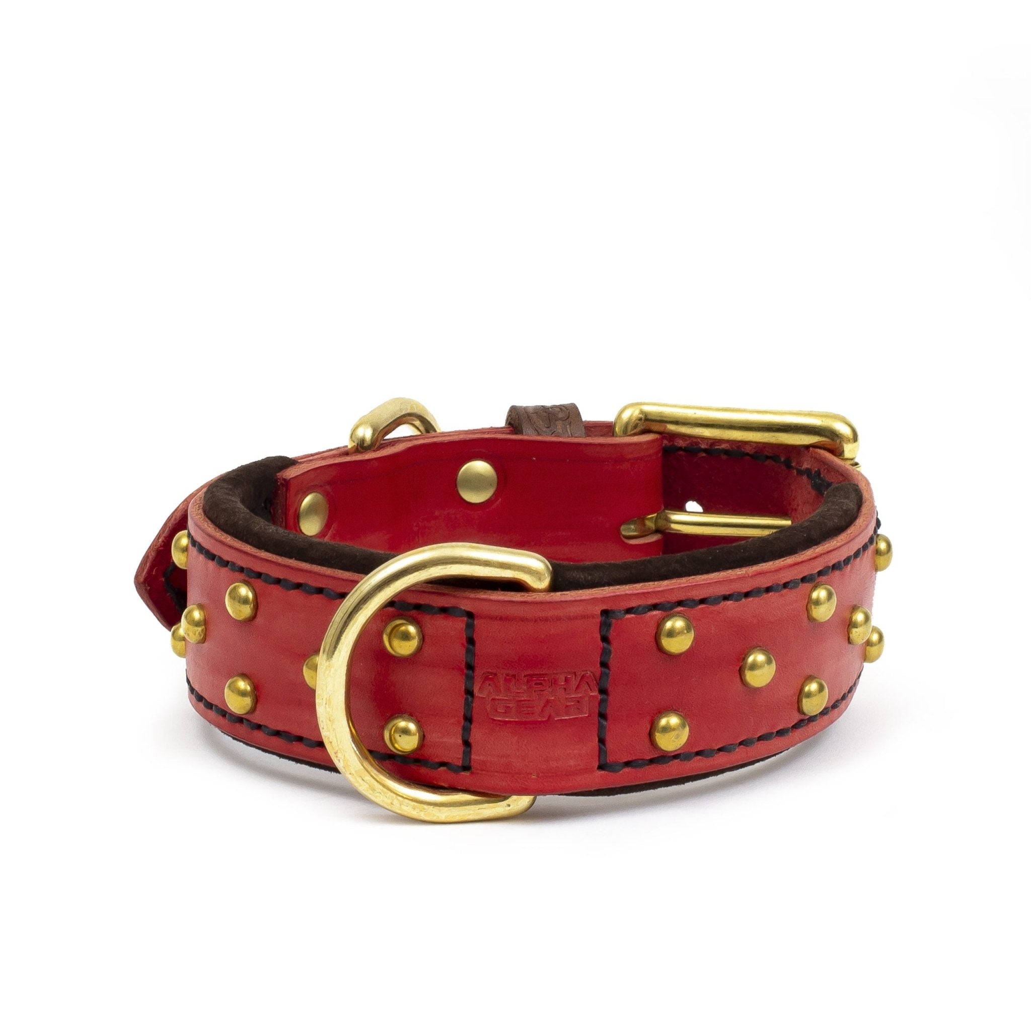 Leather Dog Collar (Adams Leather) - Red - ALPHADOGDISTRIBUTION