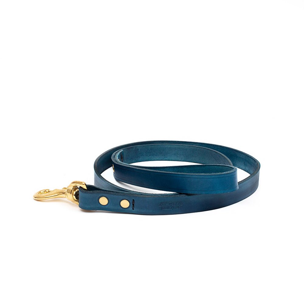 Leather Leash for Dogs (Adams Leather) - Blue - ALPHADOGDISTRIBUTION