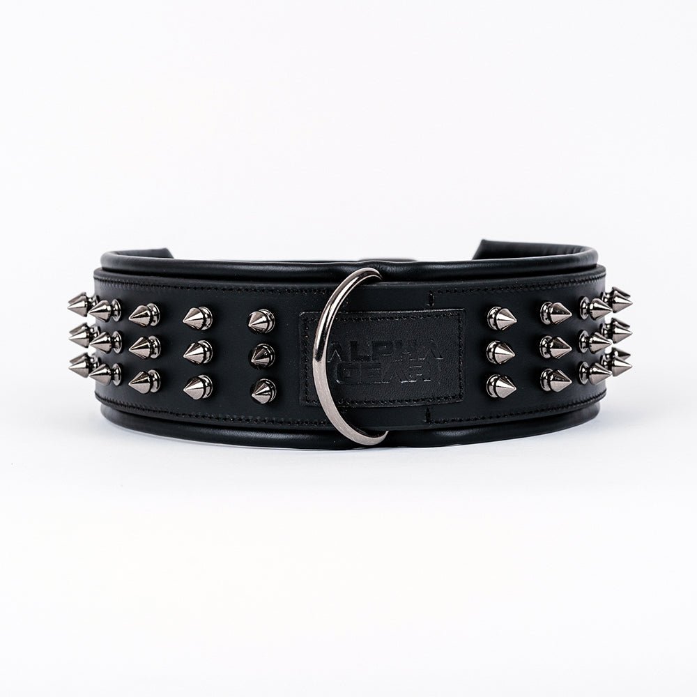 Leather Studded Dog Collar - 2XL - ALPHADOGDISTRIBUTION