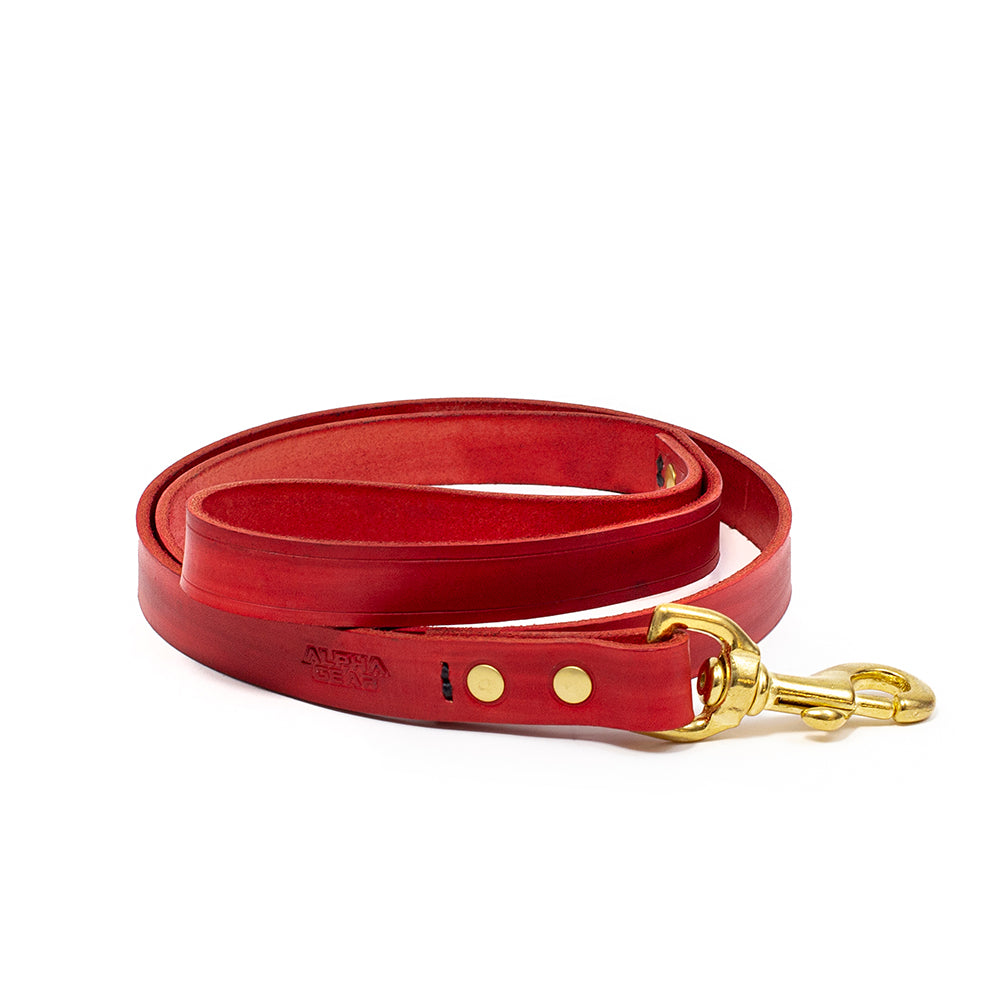 Leather Leash for Dogs (Adams Leather) - Red